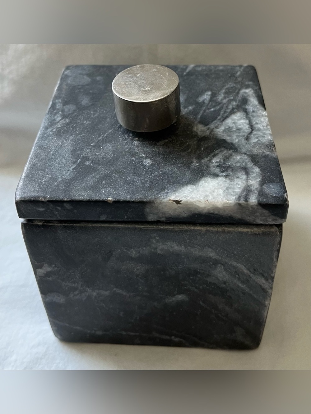 Marble Gray White Square Trinket Storage Box